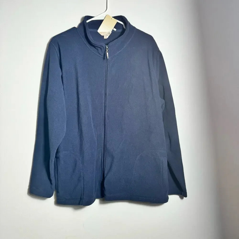 Anthology Unisex Navy Full‎ Zip Fleece Jacket Sweater Sz 16/18 - Picture 2 of 14